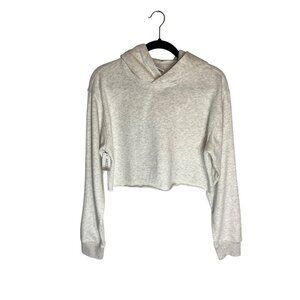 NWT TNA Janson Cropped Hoodie Heather Cloud White-sz Small